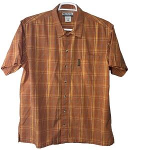 Columbia Mens Shirt XL Short Sleeve Orange Button Up Casual Outdoors Cotton